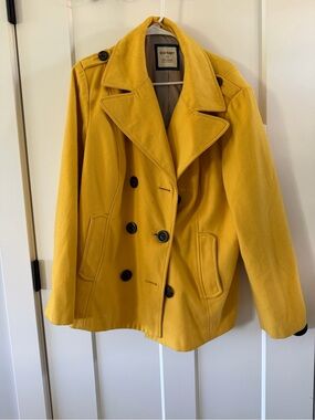 Old Navy Women's Yellow Double-Breasted Peacoat Size XXL